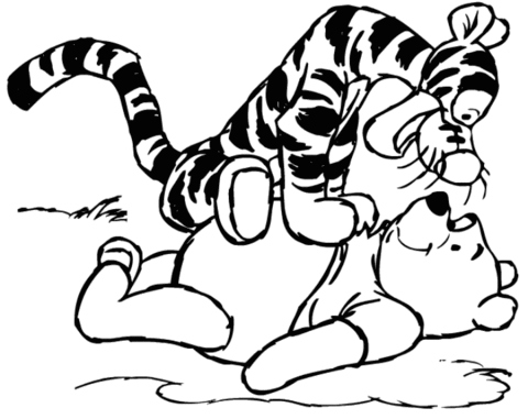 Tigger On Pooh  Coloring Page